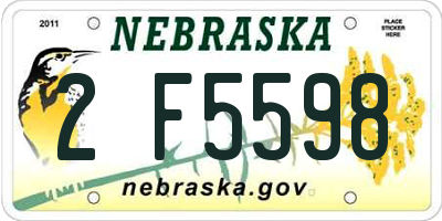 NE license plate 2F5598