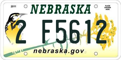 NE license plate 2F5612