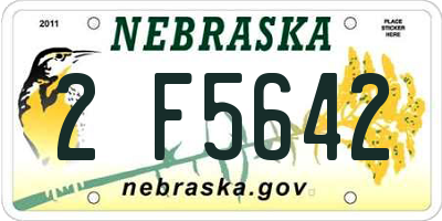 NE license plate 2F5642