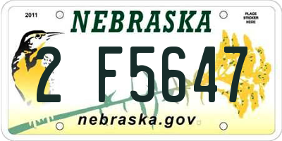 NE license plate 2F5647