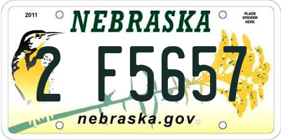 NE license plate 2F5657