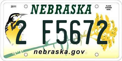 NE license plate 2F5672