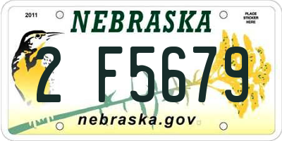 NE license plate 2F5679