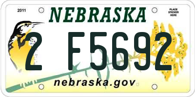 NE license plate 2F5692