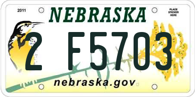 NE license plate 2F5703