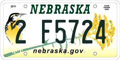 NE license plate 2F5724