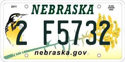NE license plate 2F5732