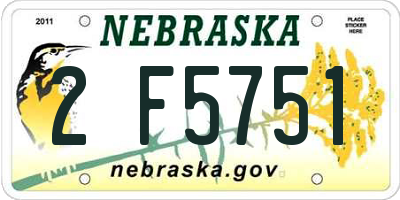 NE license plate 2F5751