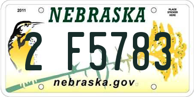 NE license plate 2F5783