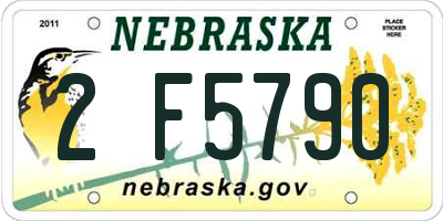 NE license plate 2F5790