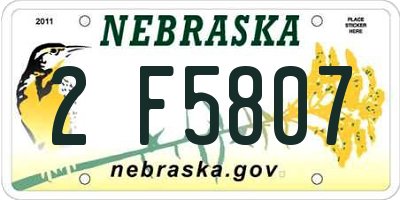 NE license plate 2F5807