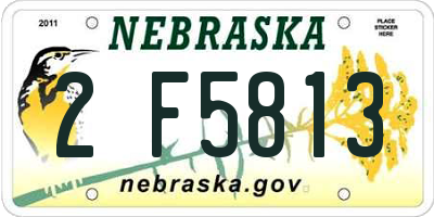 NE license plate 2F5813