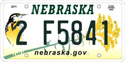 NE license plate 2F5841
