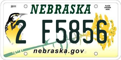 NE license plate 2F5856