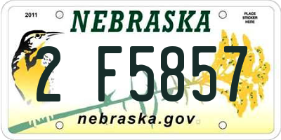 NE license plate 2F5857