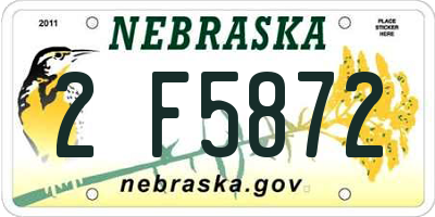 NE license plate 2F5872