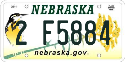 NE license plate 2F5884