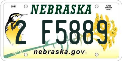 NE license plate 2F5889