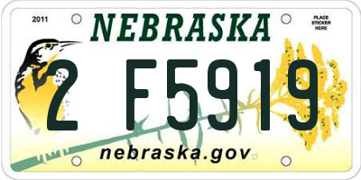 NE license plate 2F5919