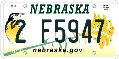NE license plate 2F5947