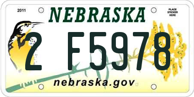 NE license plate 2F5978
