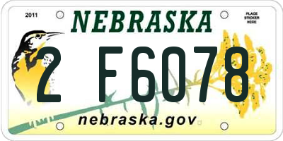 NE license plate 2F6078