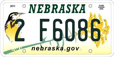 NE license plate 2F6086