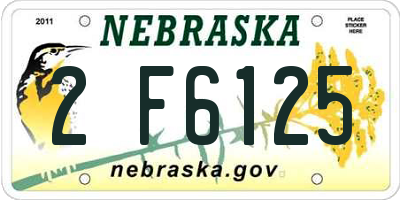 NE license plate 2F6125