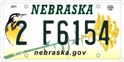 NE license plate 2F6154