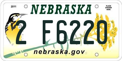 NE license plate 2F6220