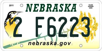NE license plate 2F6223