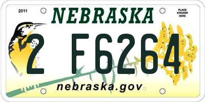 NE license plate 2F6264