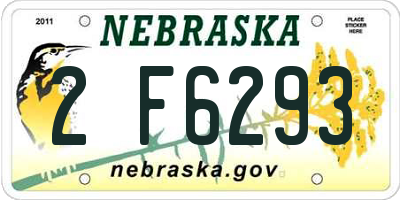 NE license plate 2F6293