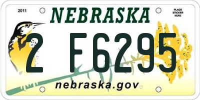 NE license plate 2F6295