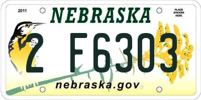 NE license plate 2F6303