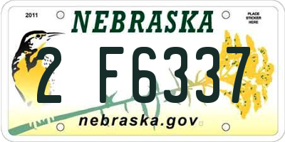 NE license plate 2F6337