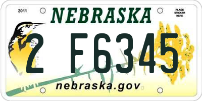 NE license plate 2F6345