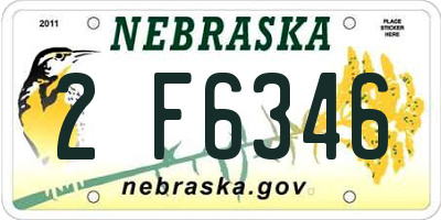 NE license plate 2F6346
