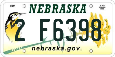 NE license plate 2F6398