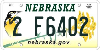 NE license plate 2F6402