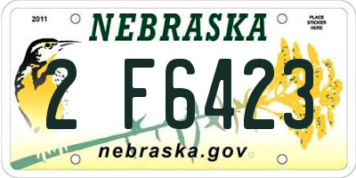 NE license plate 2F6423