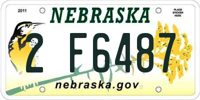 NE license plate 2F6487