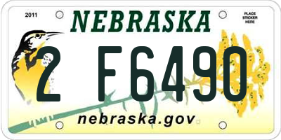NE license plate 2F6490