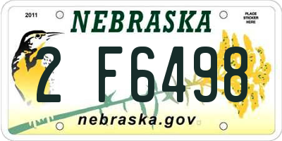NE license plate 2F6498