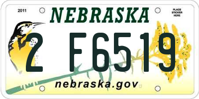 NE license plate 2F6519