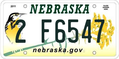 NE license plate 2F6547