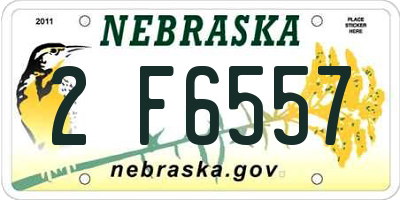 NE license plate 2F6557