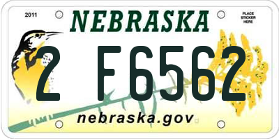 NE license plate 2F6562