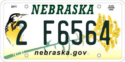 NE license plate 2F6564