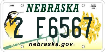 NE license plate 2F6567